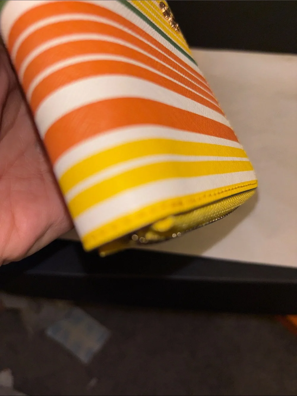 Tory Burch Multicolor Striped Zip Wallet with Gold Logo